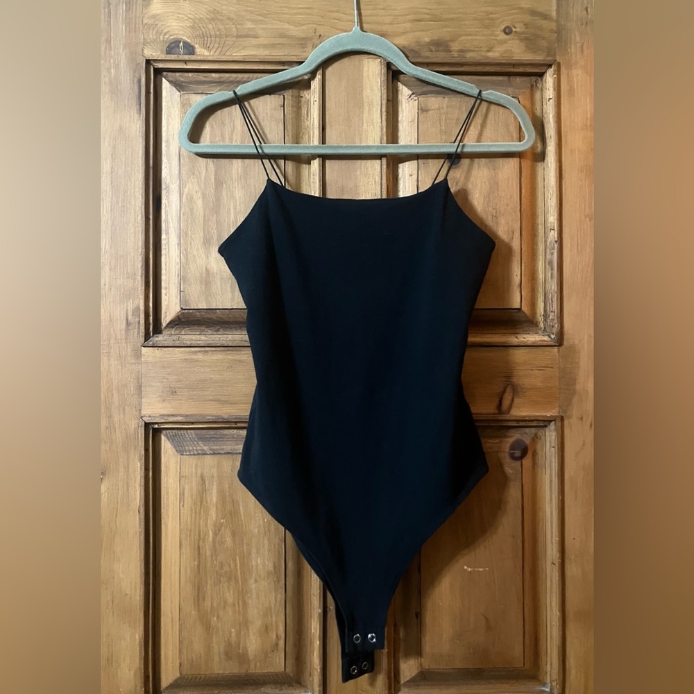 Black Spaghetti Strap Bodysuit-Must Go!